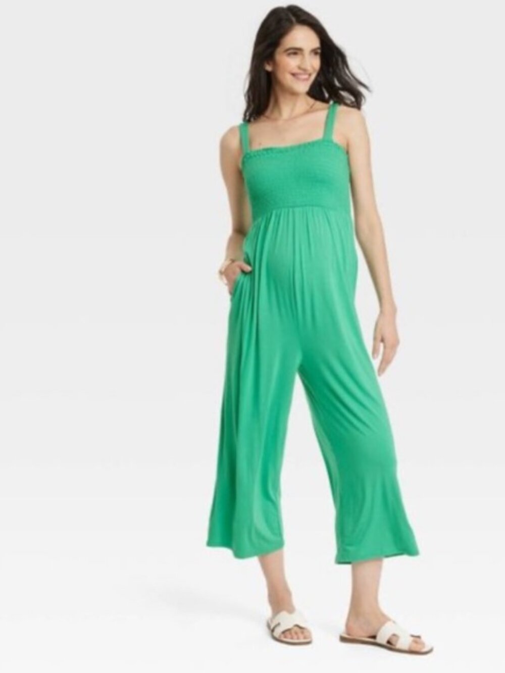Maternity Jumpsuit with POCKETS - Isabel Maternity by Ingrid & Isabel Green M